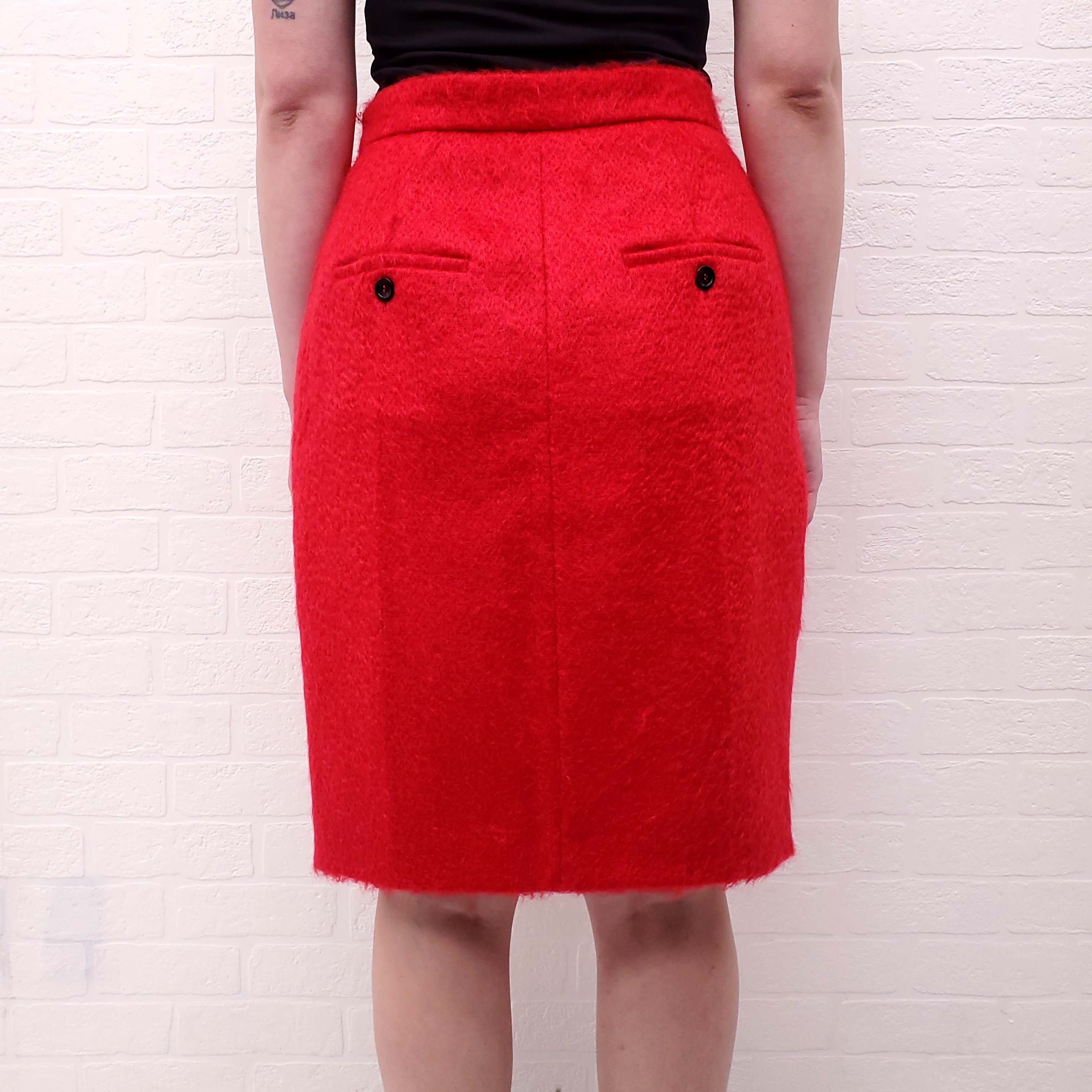 MAX MARA RED WOOL SKIRT - SIZE 8