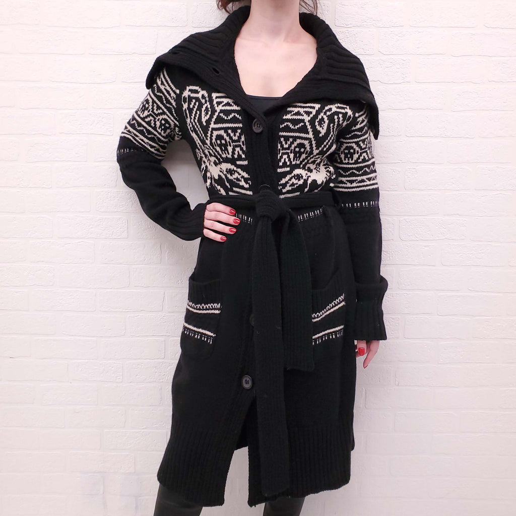 MCQ ALEXANDER MCQUEEN KNIT PATTERNED LONG CARDIGAN - SIZE S