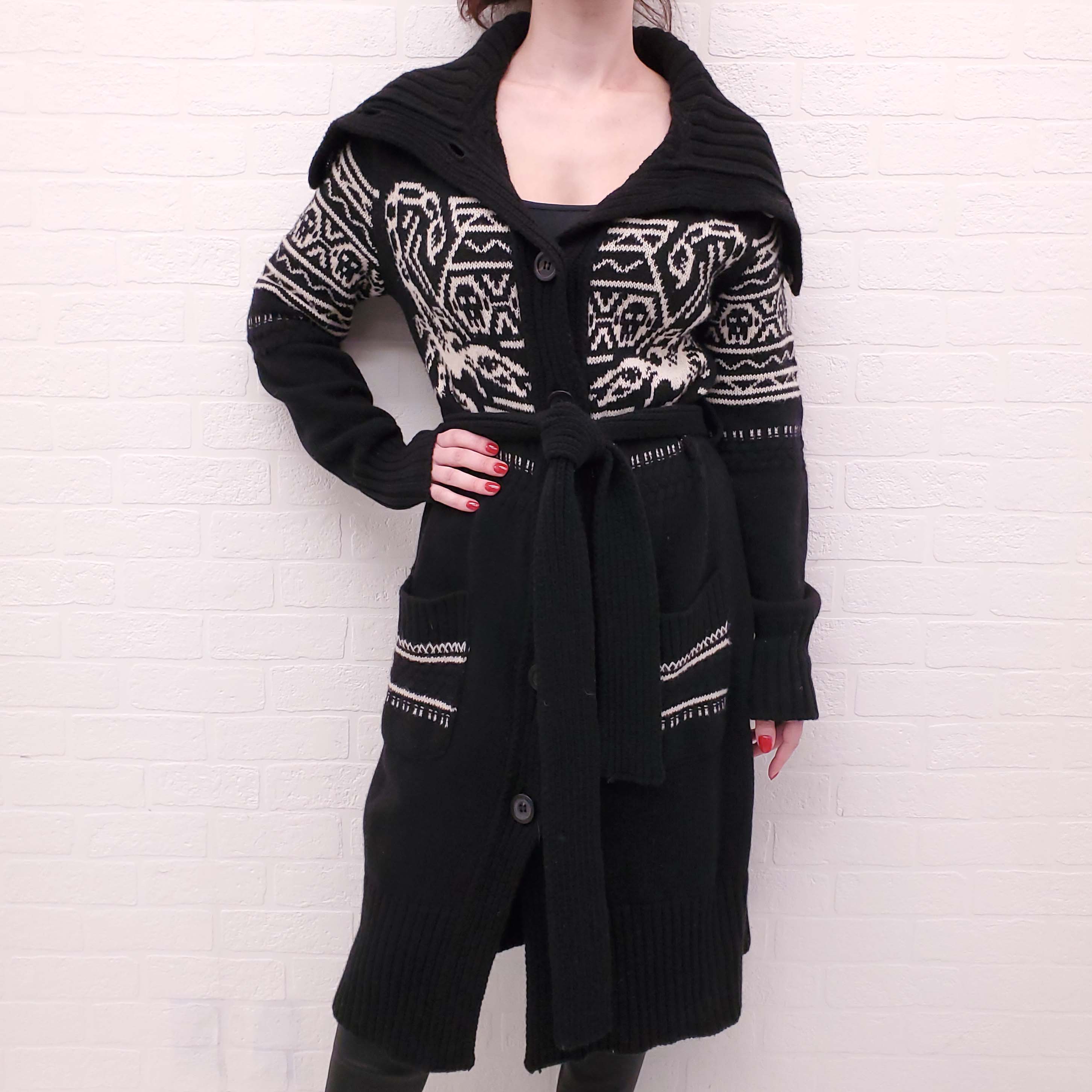 MCQ ALEXANDER MCQUEEN KNIT PATTERNED LONG CARDIGAN - SIZE S