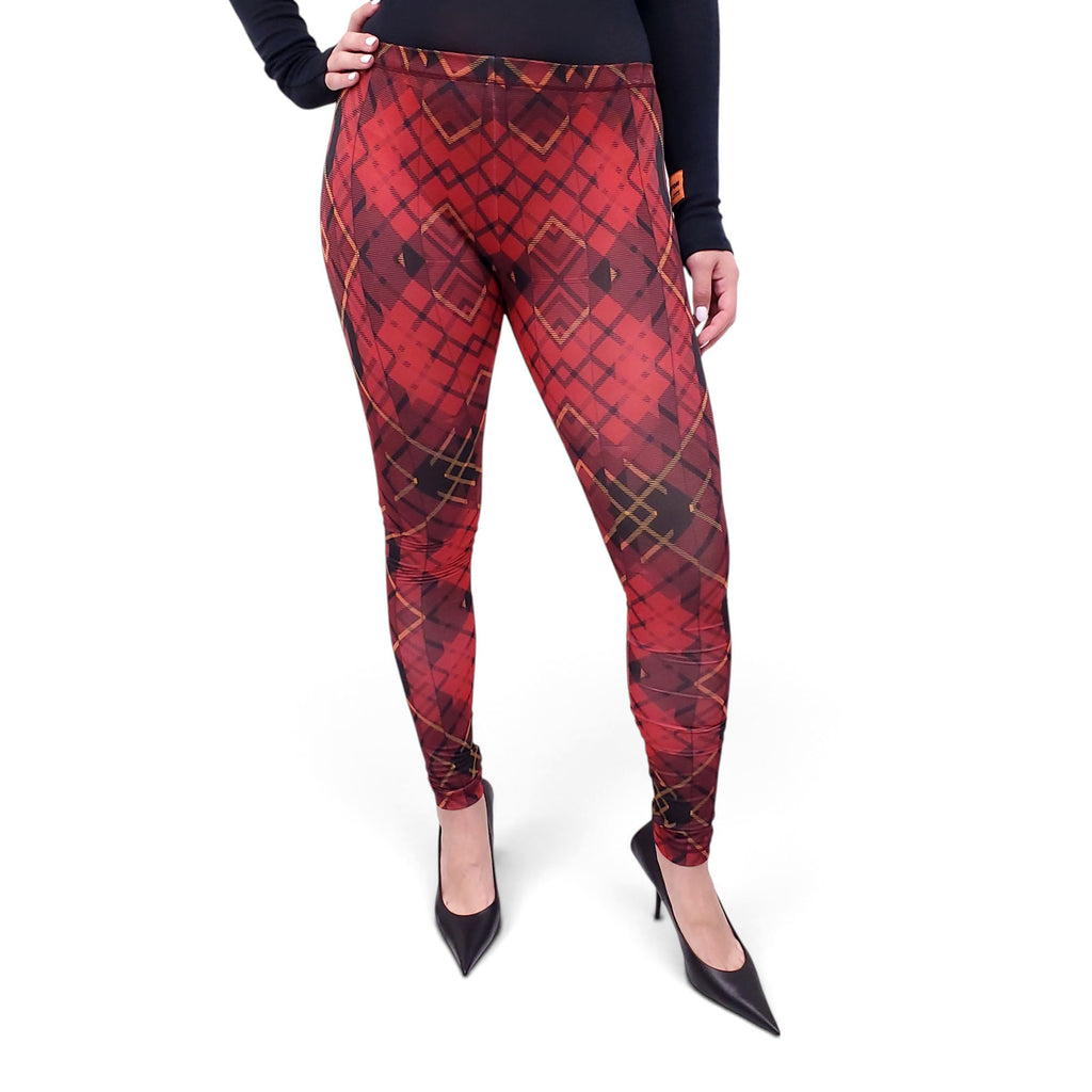 MCQ ALEXANDER MCQUEEN RED PLAID LEGGINGS - SIZE S