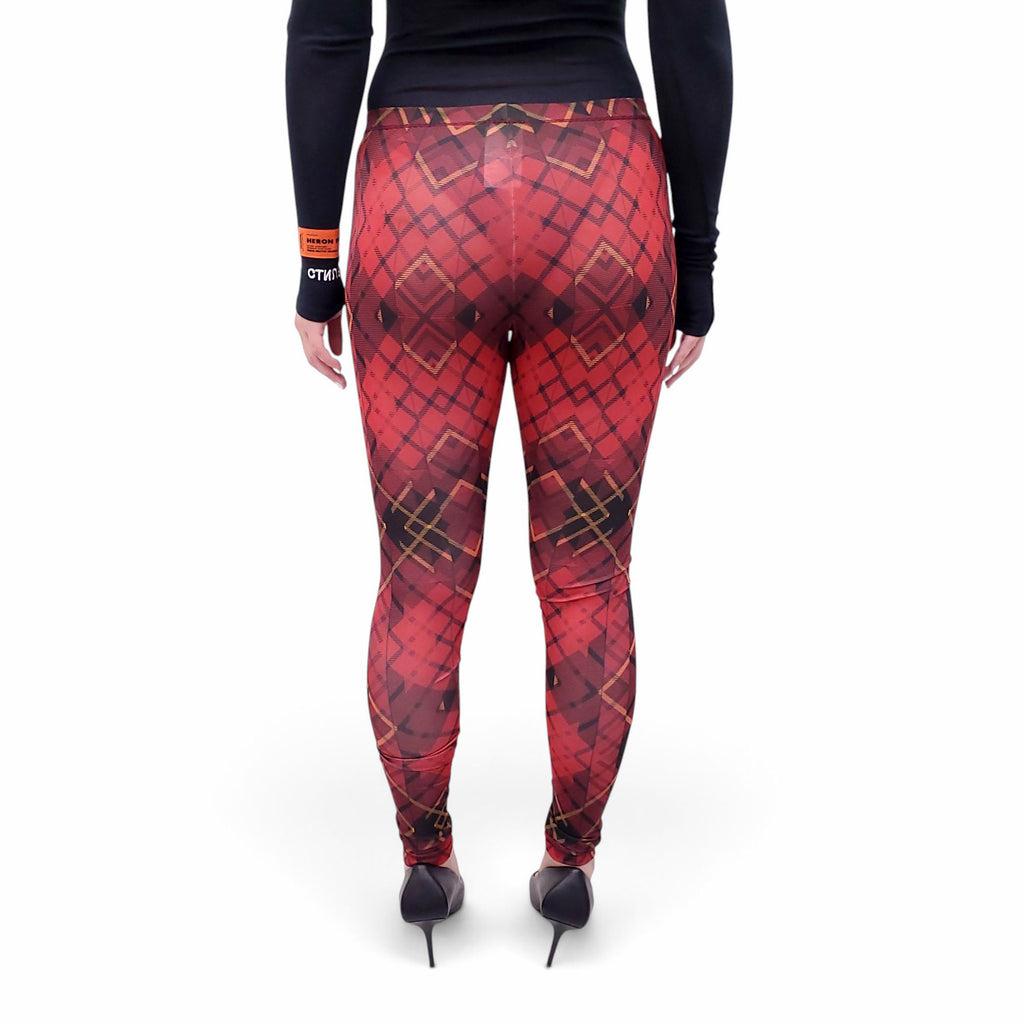 MCQ ALEXANDER MCQUEEN RED PLAID LEGGINGS - SIZE S