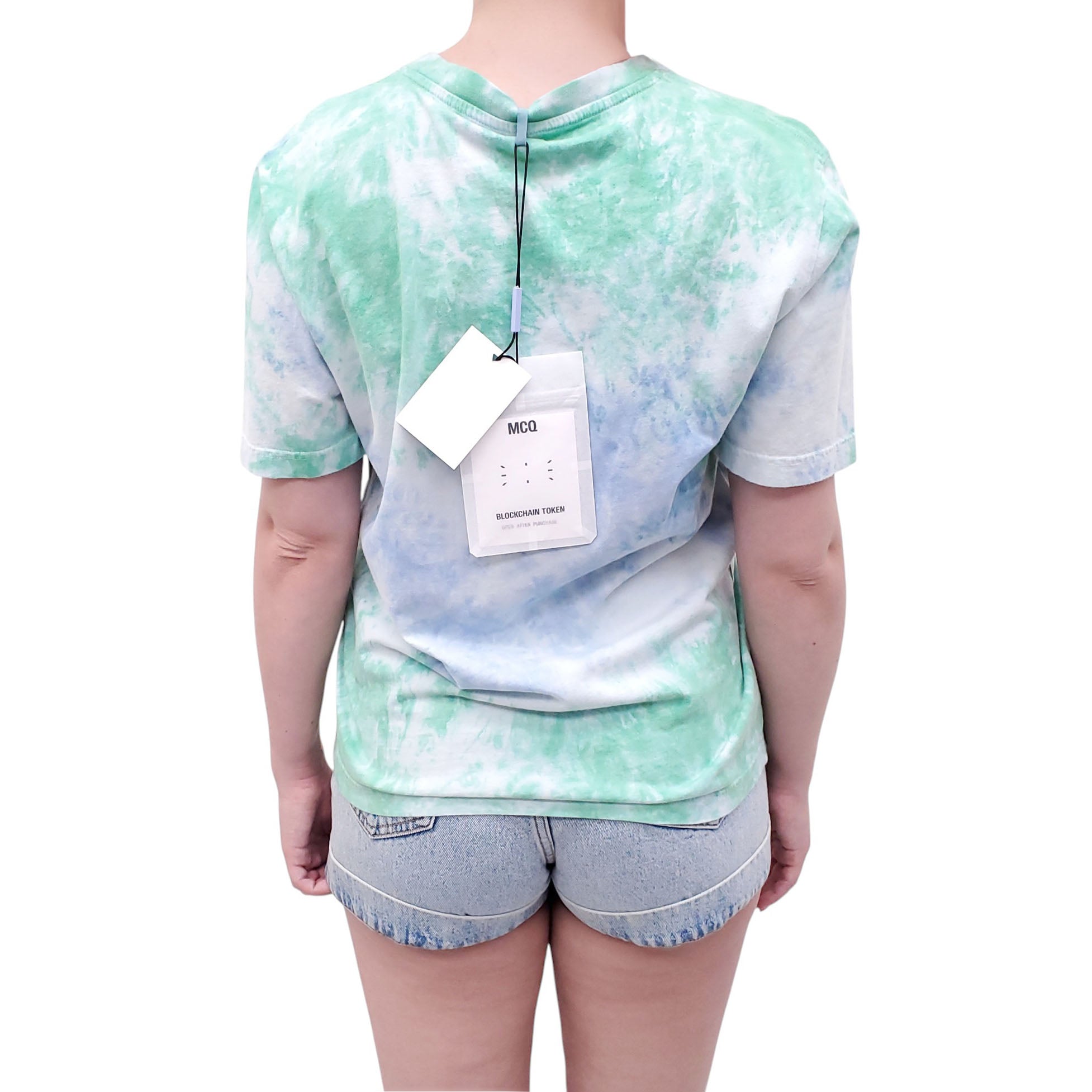 MCQ GREEN TIE-DYE T-SHIRT - SIZE L