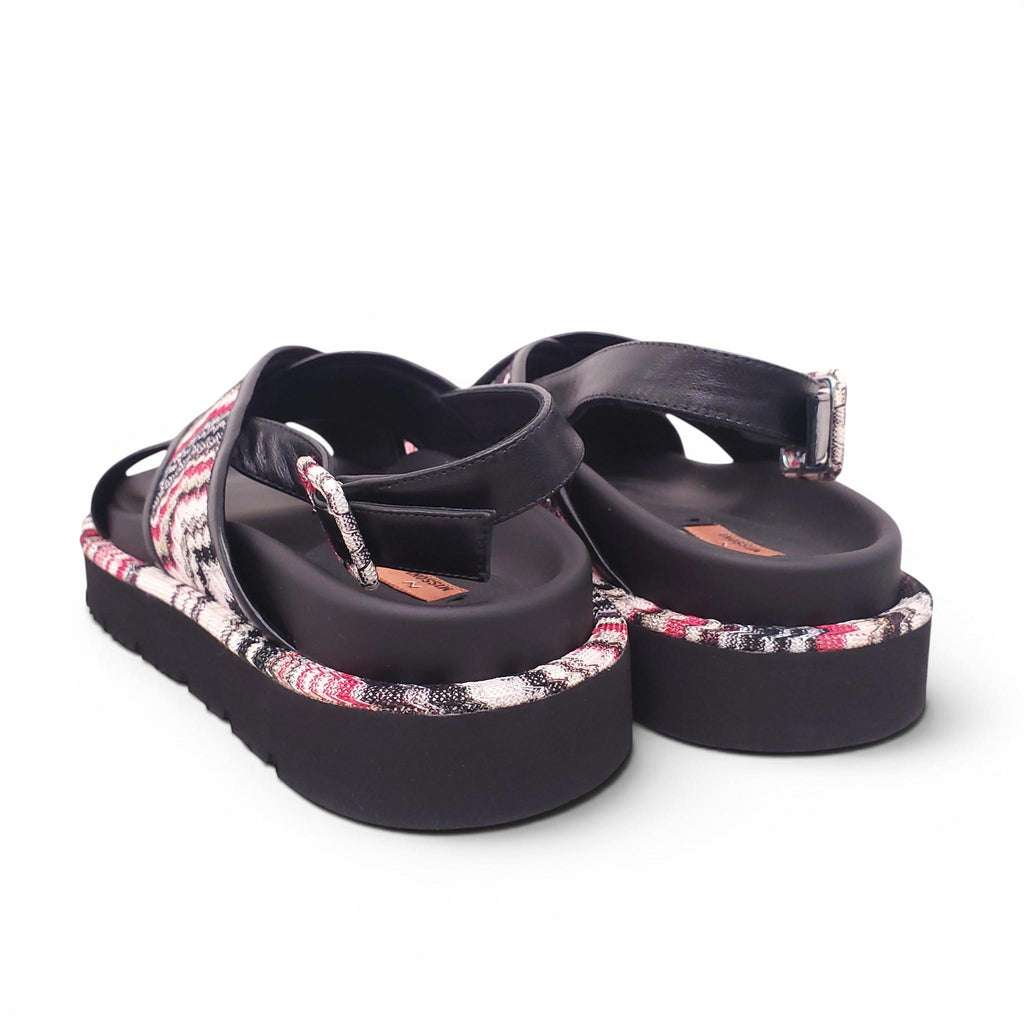 MISSONI BLACK AND MULTICOLOURED CHEVRON PATTERNED SANDALS - SIZE 37