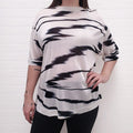 MISSONI BLACK AND WHITE KNIT PATTERNED SHORT SLEEVE SLEEVE SWEATER - SIZE 44