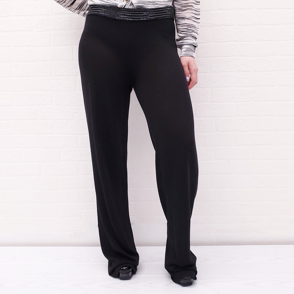 MISSONI BLACK KNIT SHEER PANTS - SIZE 38