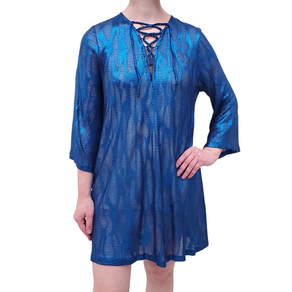 MISSONI BLUE METALLIC COVER-UP DRESS - SIZE 42