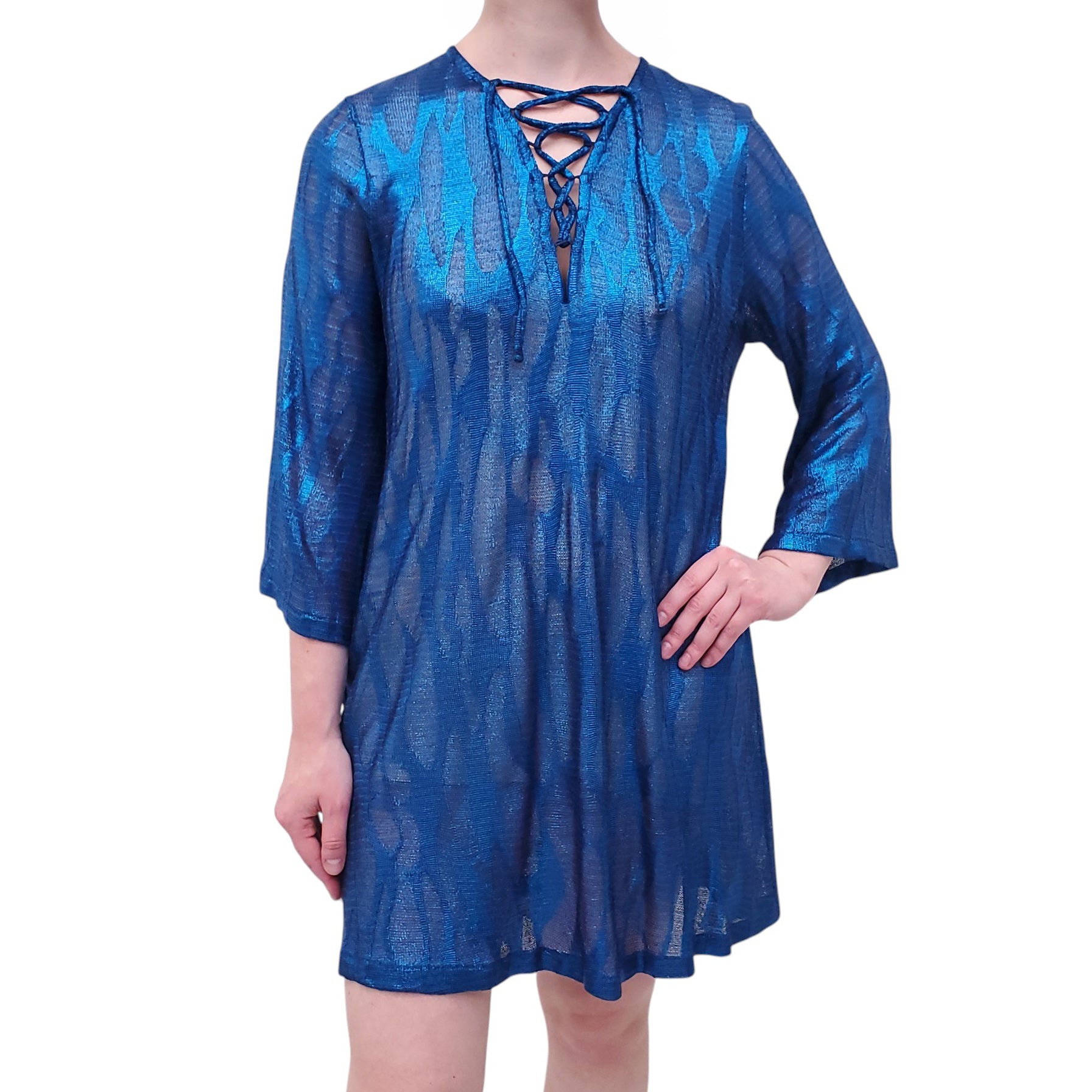 MISSONI BLUE METALLIC COVER-UP DRESS - SIZE 42