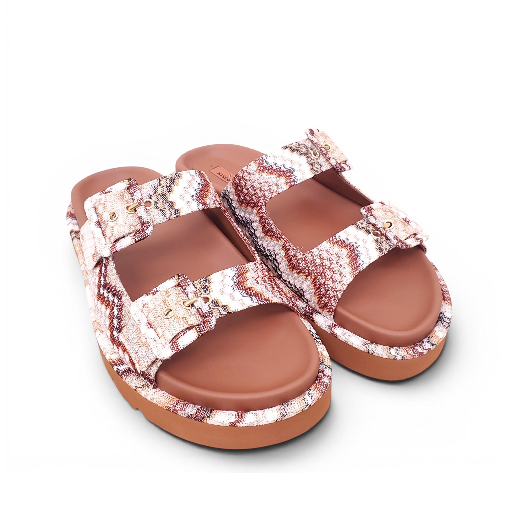 MISSONI BROWN AND CHEVRON PATTERNED SANDALS - SIZE 39