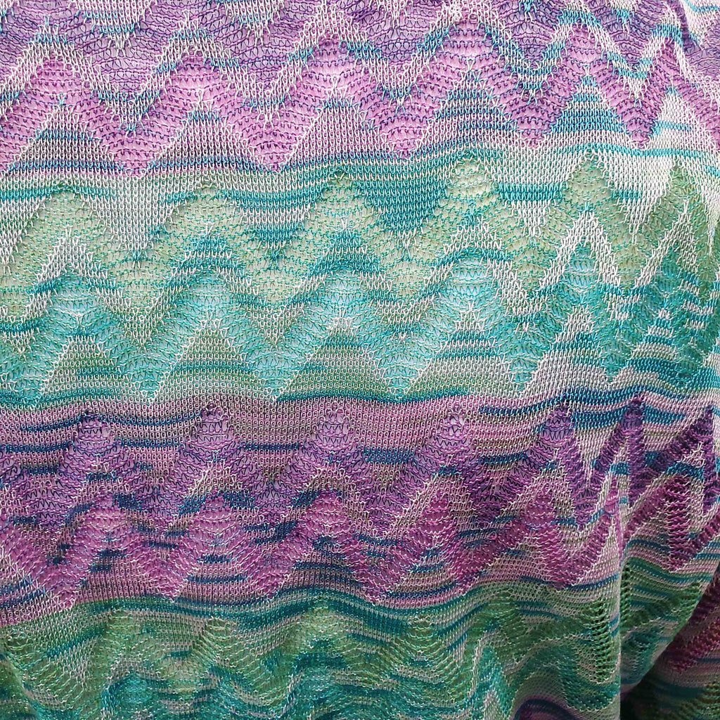 MISSONI GREEN AND PURPLE KNIT WRAP SWEATER - SIZE 44