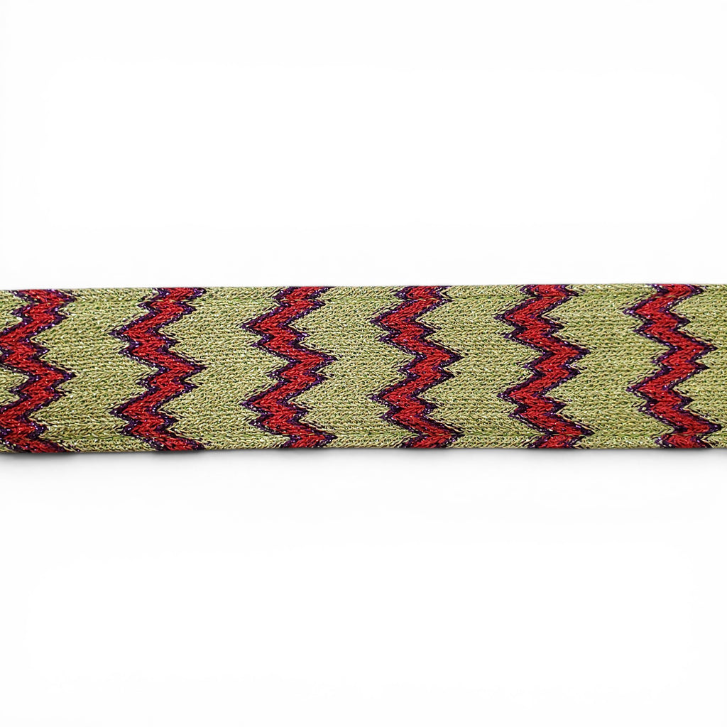 MISSONI GREEN METALLIC PATTERNED BELT - SIZE 80