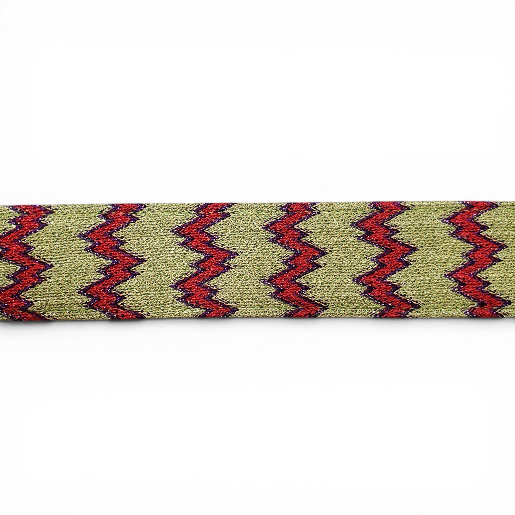 MISSONI GREEN METALLIC PATTERNED BELT - SIZE 80