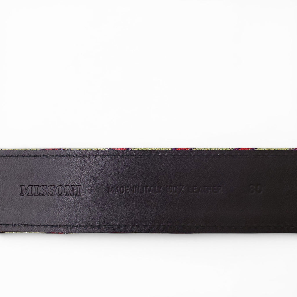 MISSONI GREEN METALLIC PATTERNED BELT - SIZE 80