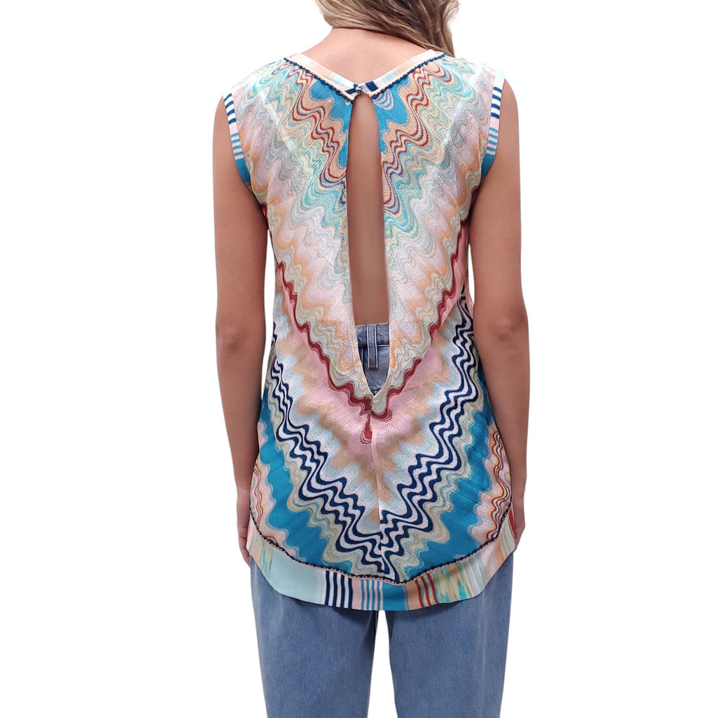 MISSONI MARE COLOURFUL KNIT BLOUSE COVERUP  - SIZE 38