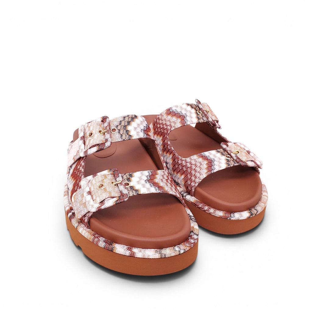 MISSONI METALLIC CHEVRON PATTERNED SANDALS - SIZE 37.5