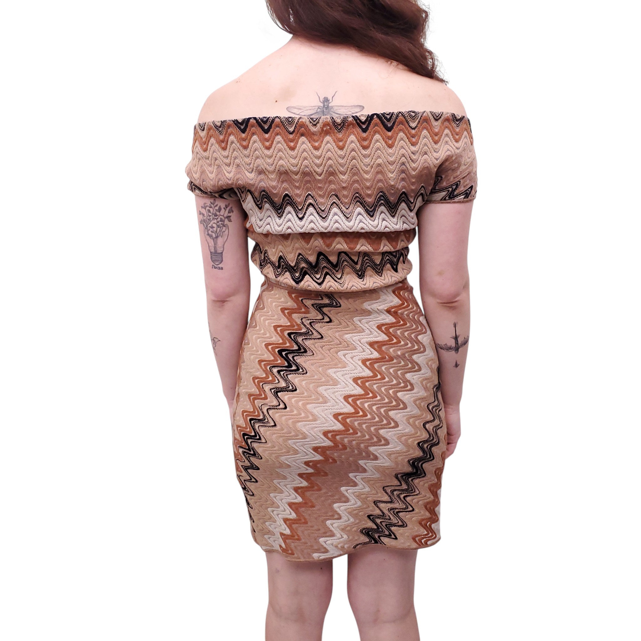 MISSONI MULTICOLOR OFF-THE-SHOULDER SWEATER DRESS - SIZE 38