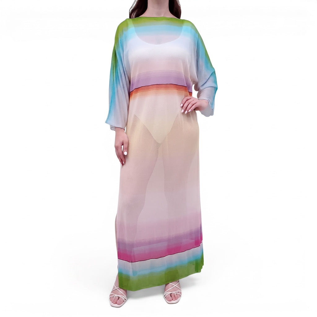 MISSONI MULTICOLOURED OMBRE COVER-UP MESH DRESS - SIZE L