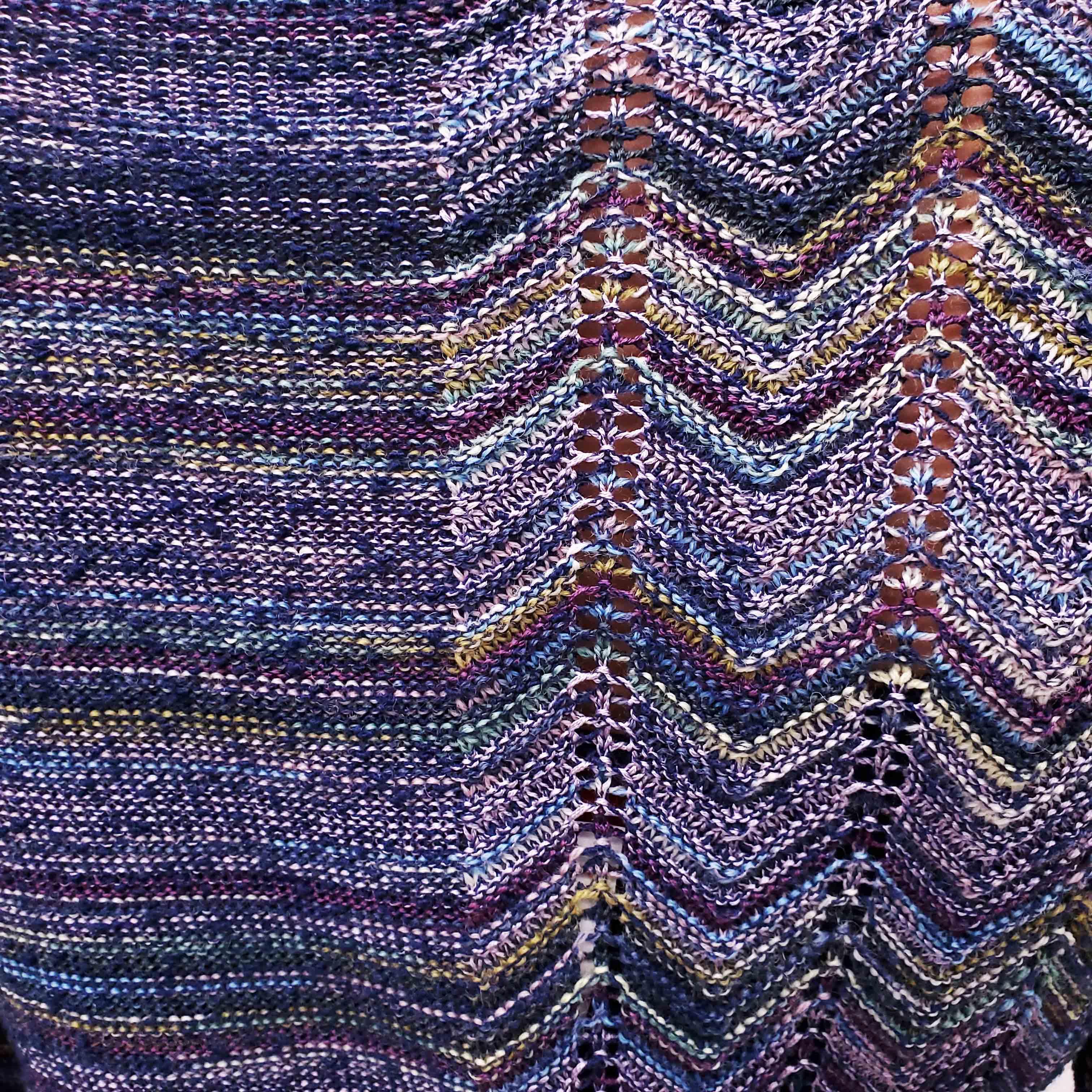 MISSONI NAVY AND PURPLE CHEVRON KNIT DRESS - SIZE 40