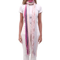 MISSONI METALLIC SILVER, PINK AND PURPLE CHEVRON FRINGE SCARF