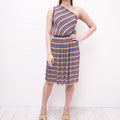 MISSONI MULTICOLOUR MINI CHEVRON ONE SHOULDER PLEATED DRESS - SIZE 40