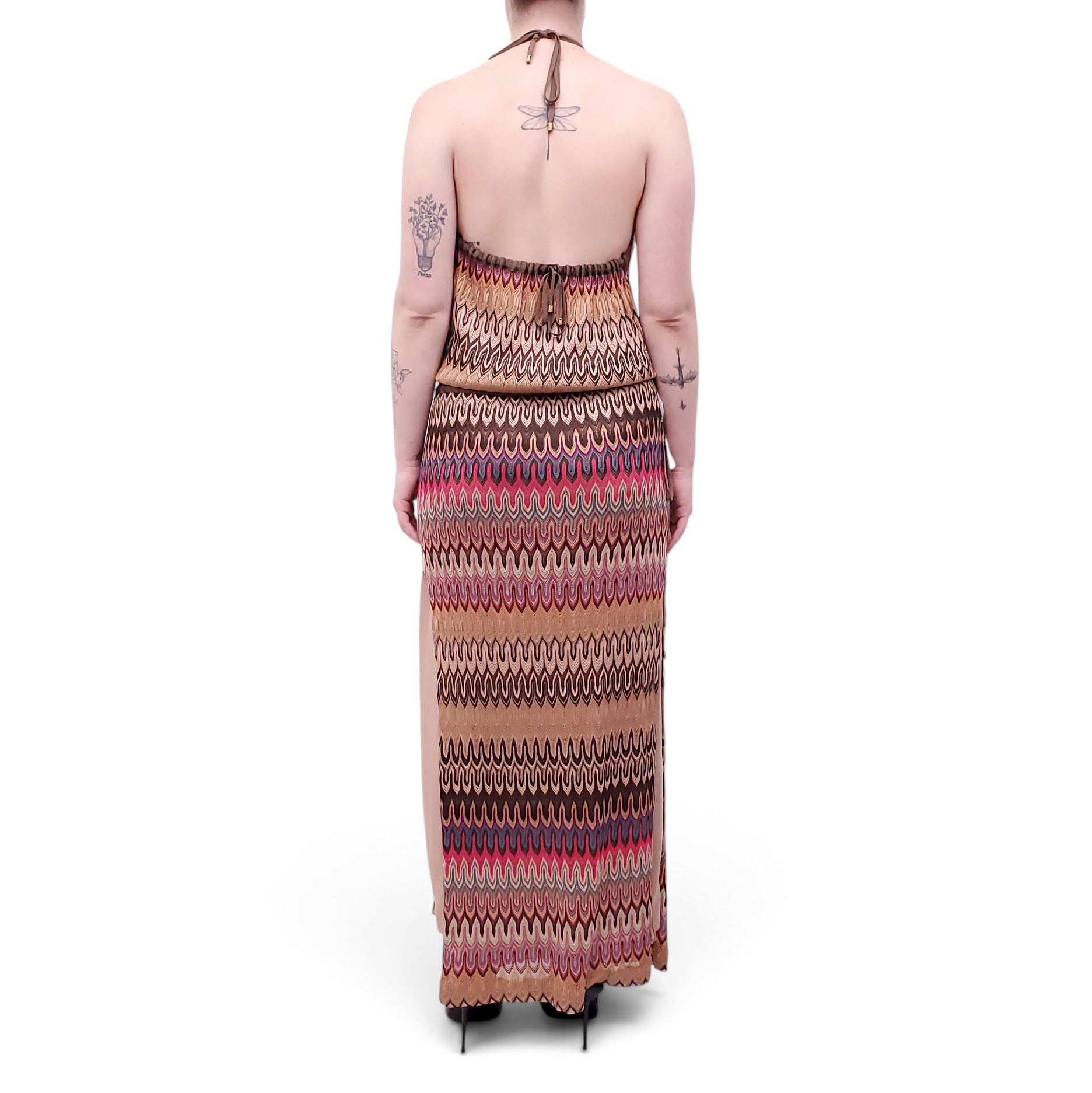 MISSONI PATTERNED HALTER MAXI DRESS - SIZE 38