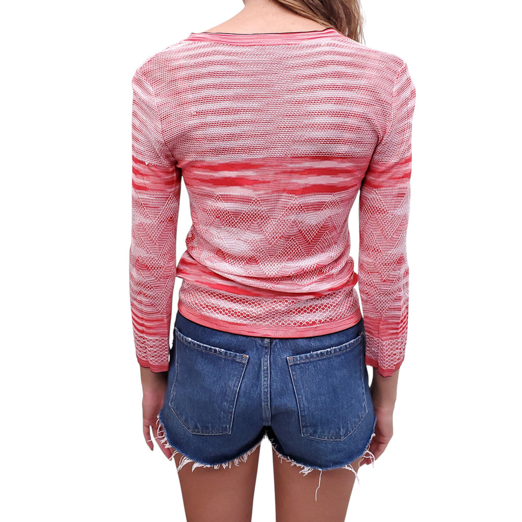 MISSONI RED AND PINK ZIG ZAG KNIT CARDIGAN - SIZE 38