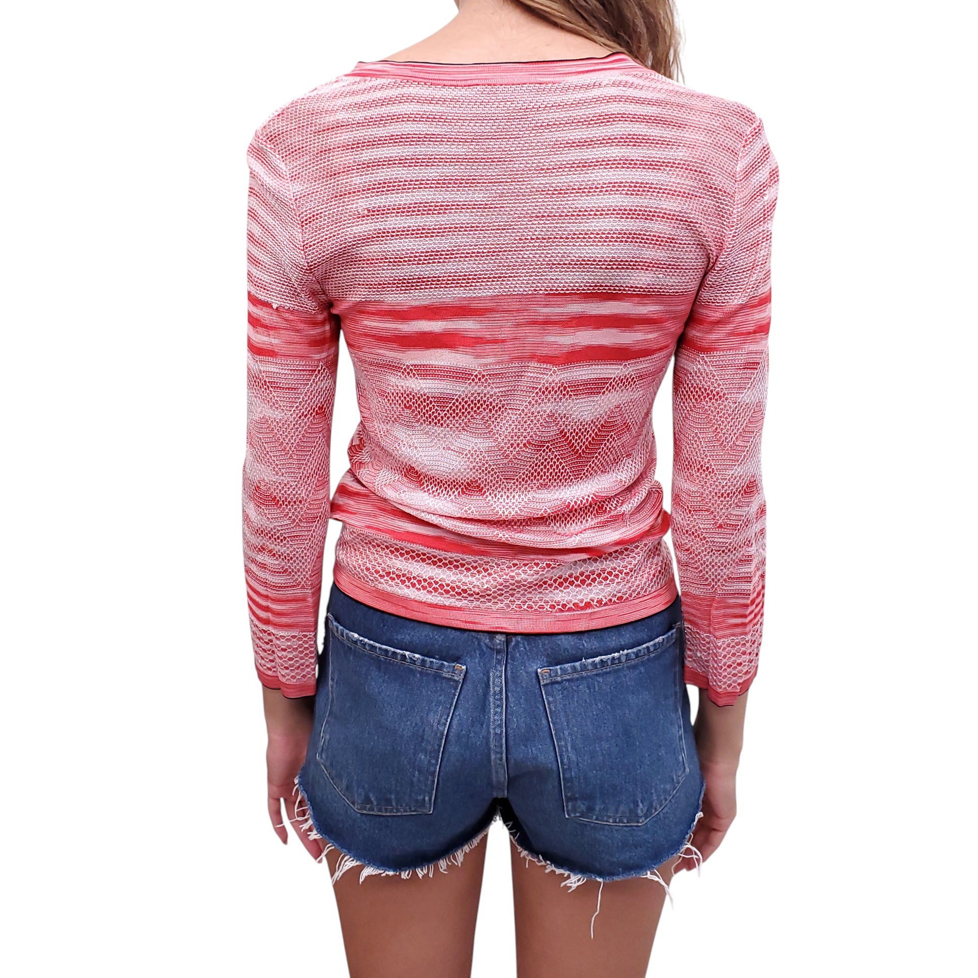 MISSONI RED AND PINK ZIG ZAG KNIT CARDIGAN - SIZE 38