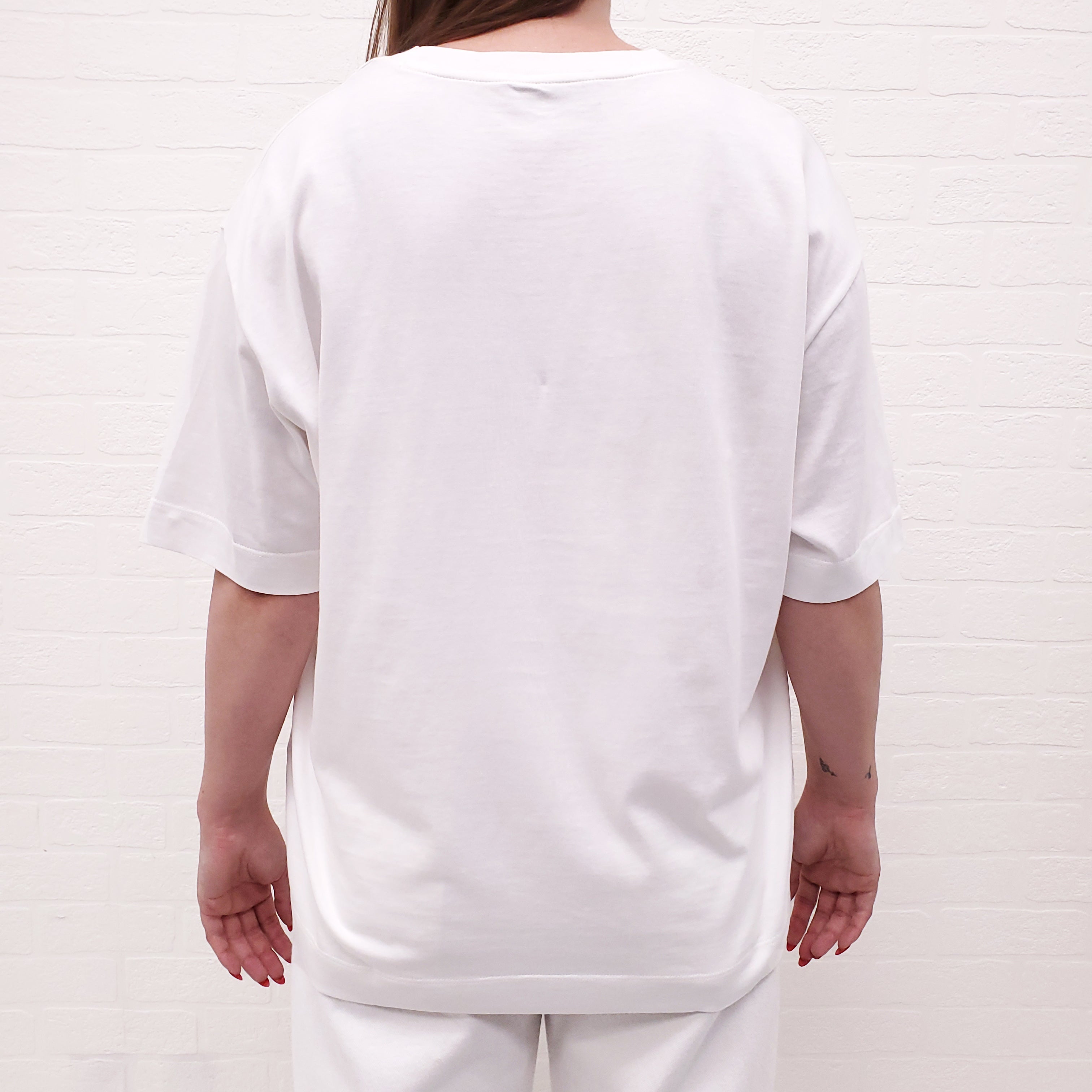 MISSONI WHITE T-SHIRT WITH ZIGZAG KNIT DETAIL - SIZE XL