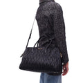 MIU MIU BLACK LEATHER SCRUNCH TOTE