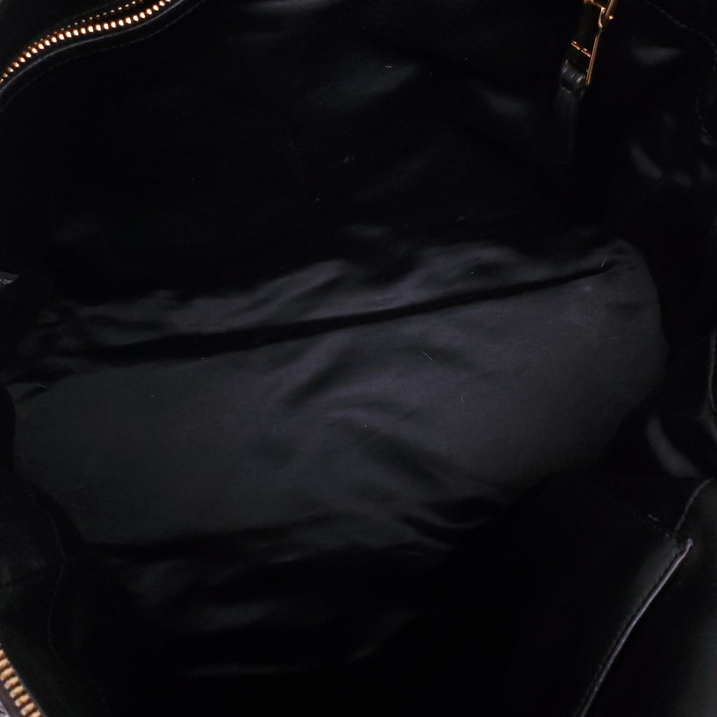 MIU MIU BLACK LEATHER SCRUNCH TOTE