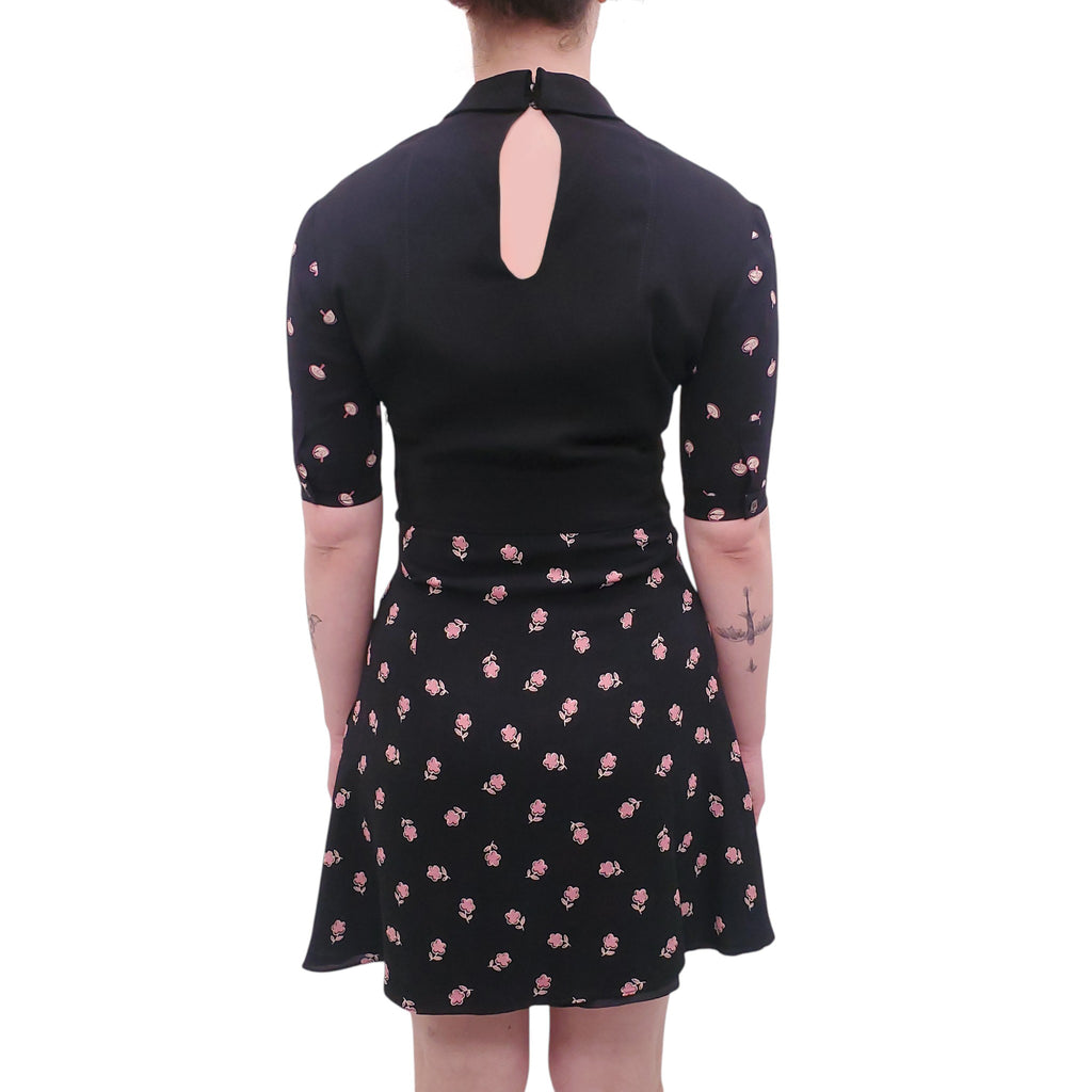 MIU MIU BLACK PEAR PRINT DRESS - SIZE 38