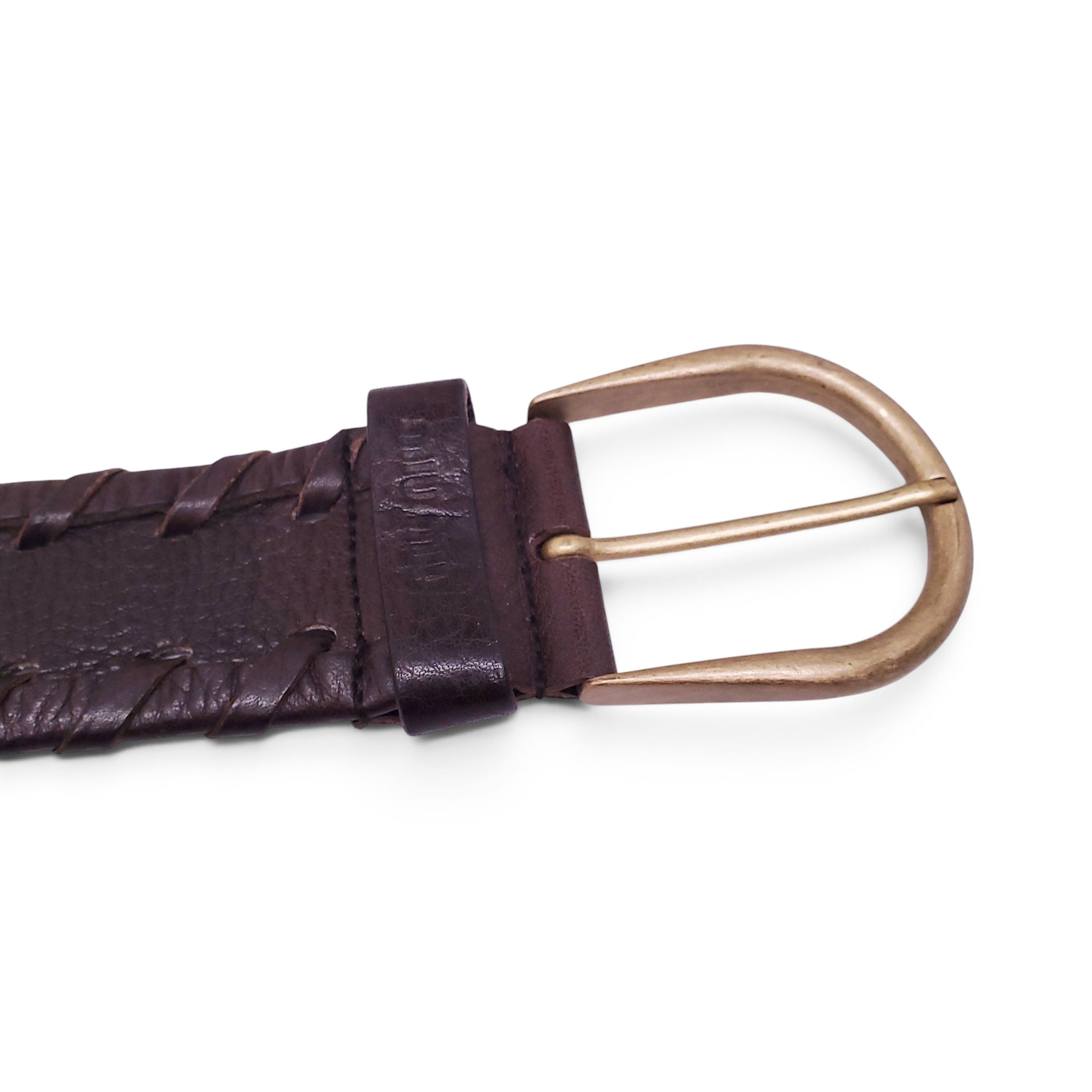 MIU MIU BROWN LEATHER BRAIDED BELT - SIZE 80