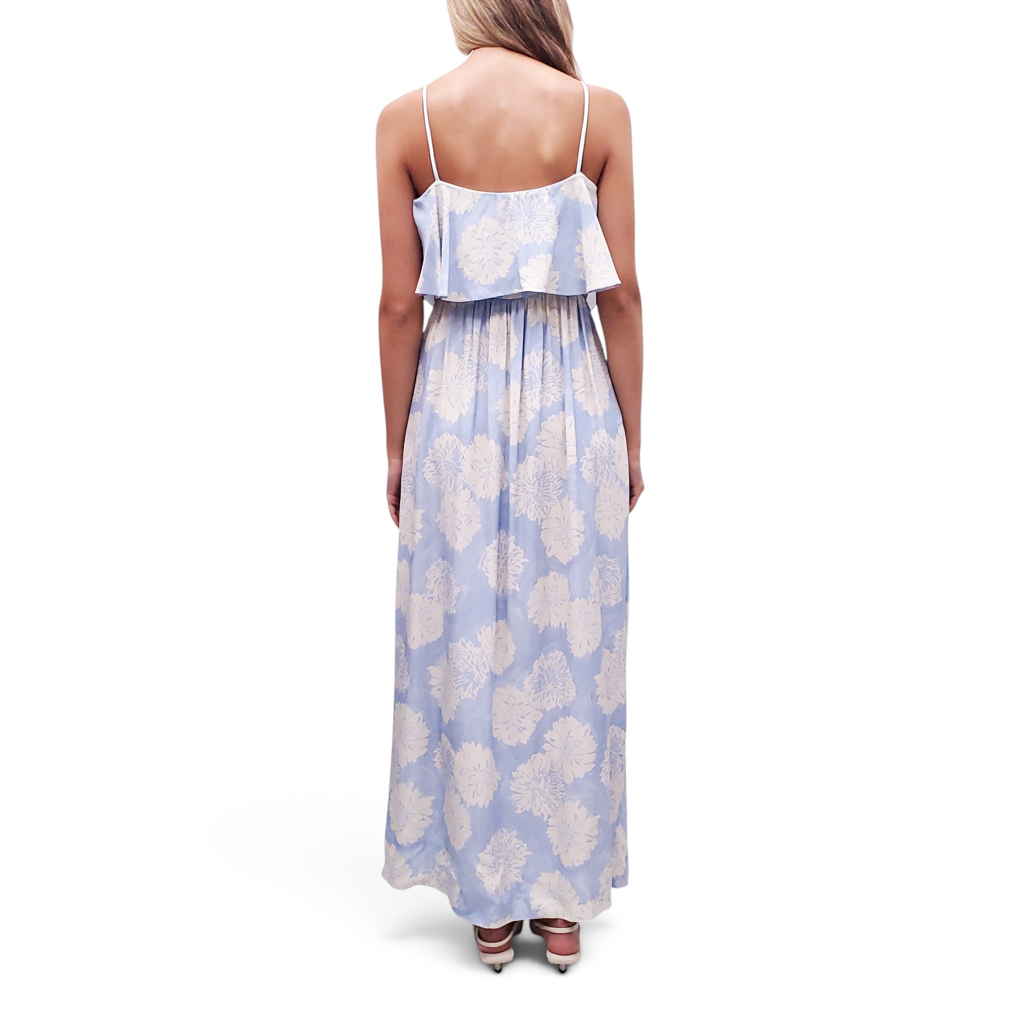 MIU MIU FLORAL BLUE AND CREAM DRESS - SIZE 42
