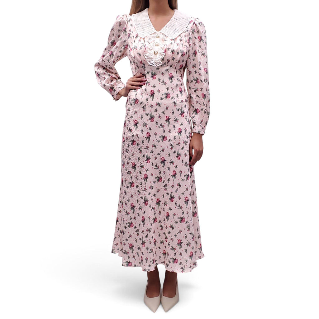 MIU MIU FLORAL DRESS WITH LACE LAPEL - SIZE 42