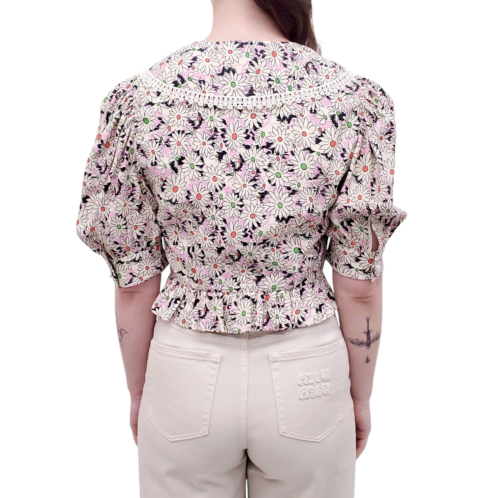 MIU MIU FLORAL SCALLOPED BLOUSE - SIZE 40