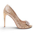 MIU MIU GOLD SEQUIN HEELS WITH BOW - SIZE 39