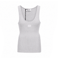 MIU MIU GREY LOGO SLEEVELESS KNIT TANK - SIZE 36
