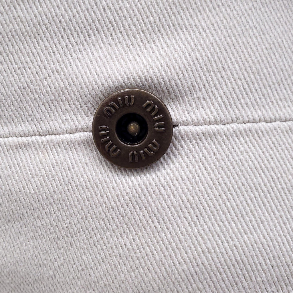 MIU MIU KHAKI JEANS WITH LOGO DETAIL - SIZE 34