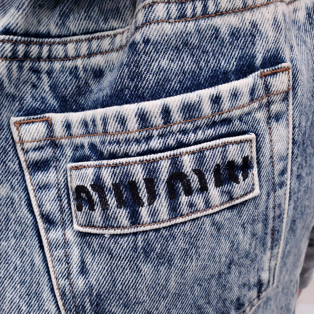 MIU MIU LOGO DENIM LONG SKIRT - SIZE 40