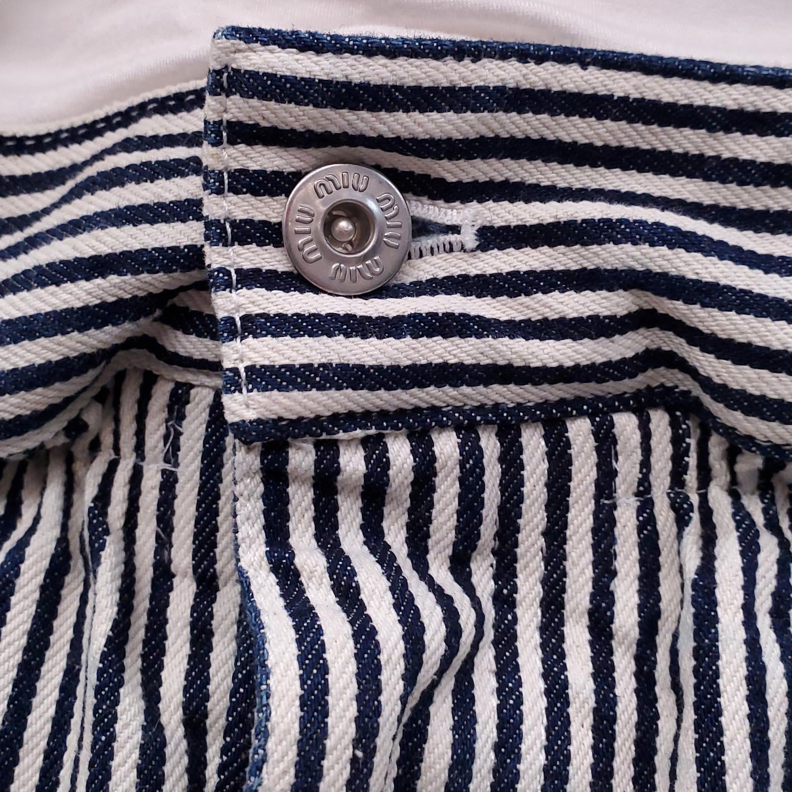 MIU MIU LOGO STRIPED DENIM SKIRT - SIZE 42