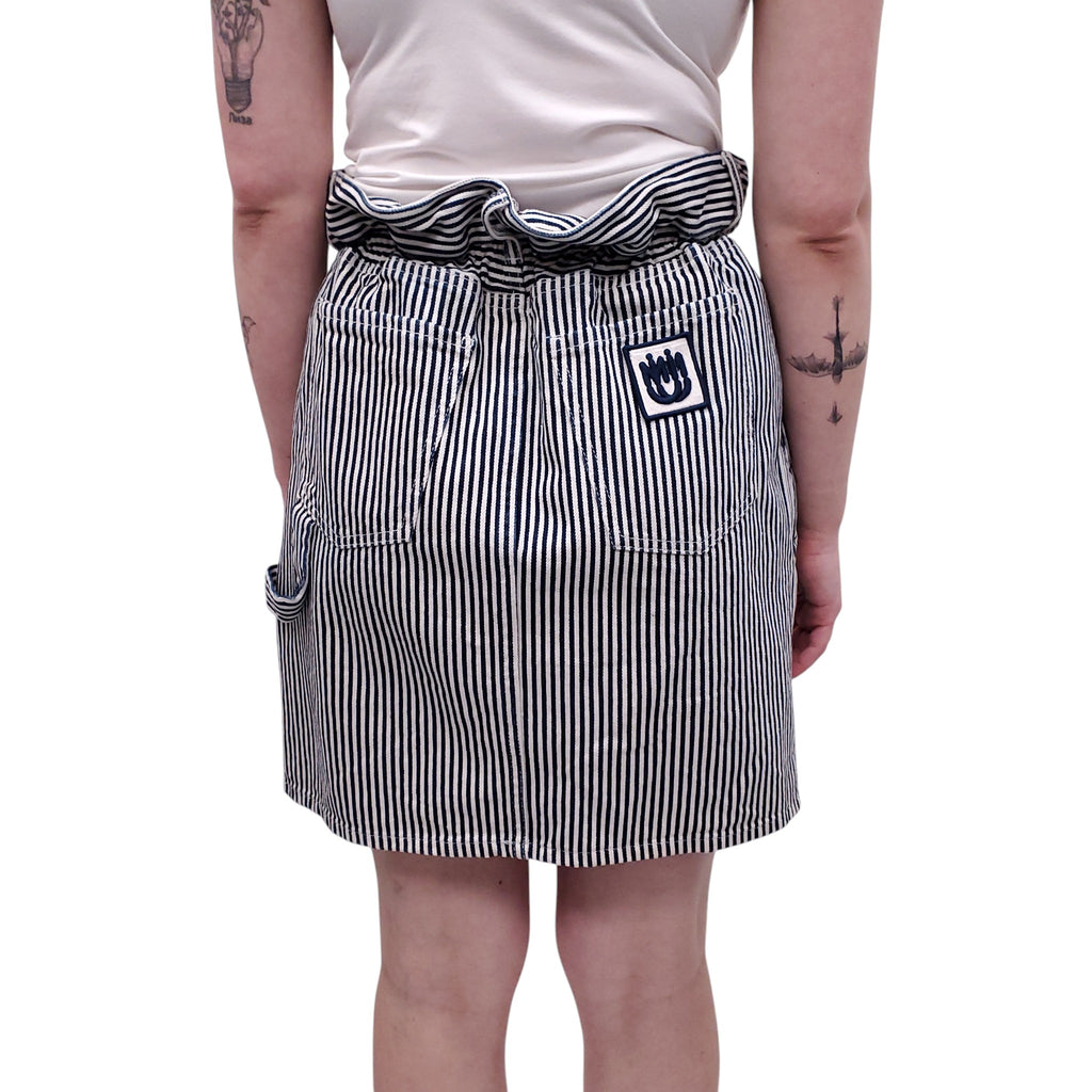 MIU MIU LOGO STRIPED DENIM SKIRT - SIZE 42