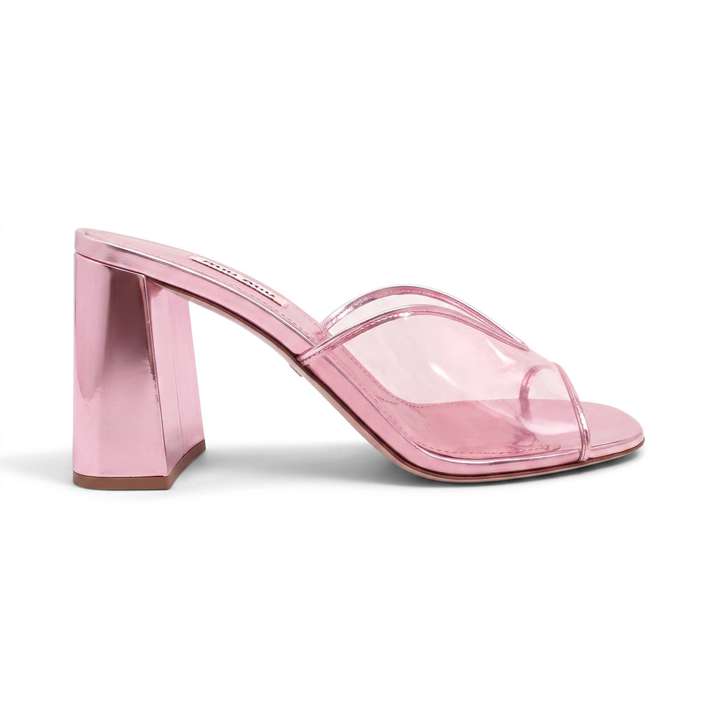 MIU MIU PINK LUCITE BLOCK HEELS - SIZE 38