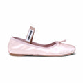 MIU MIU PINK SATIN BALLERINA LOGO FLATS - SIZE 39