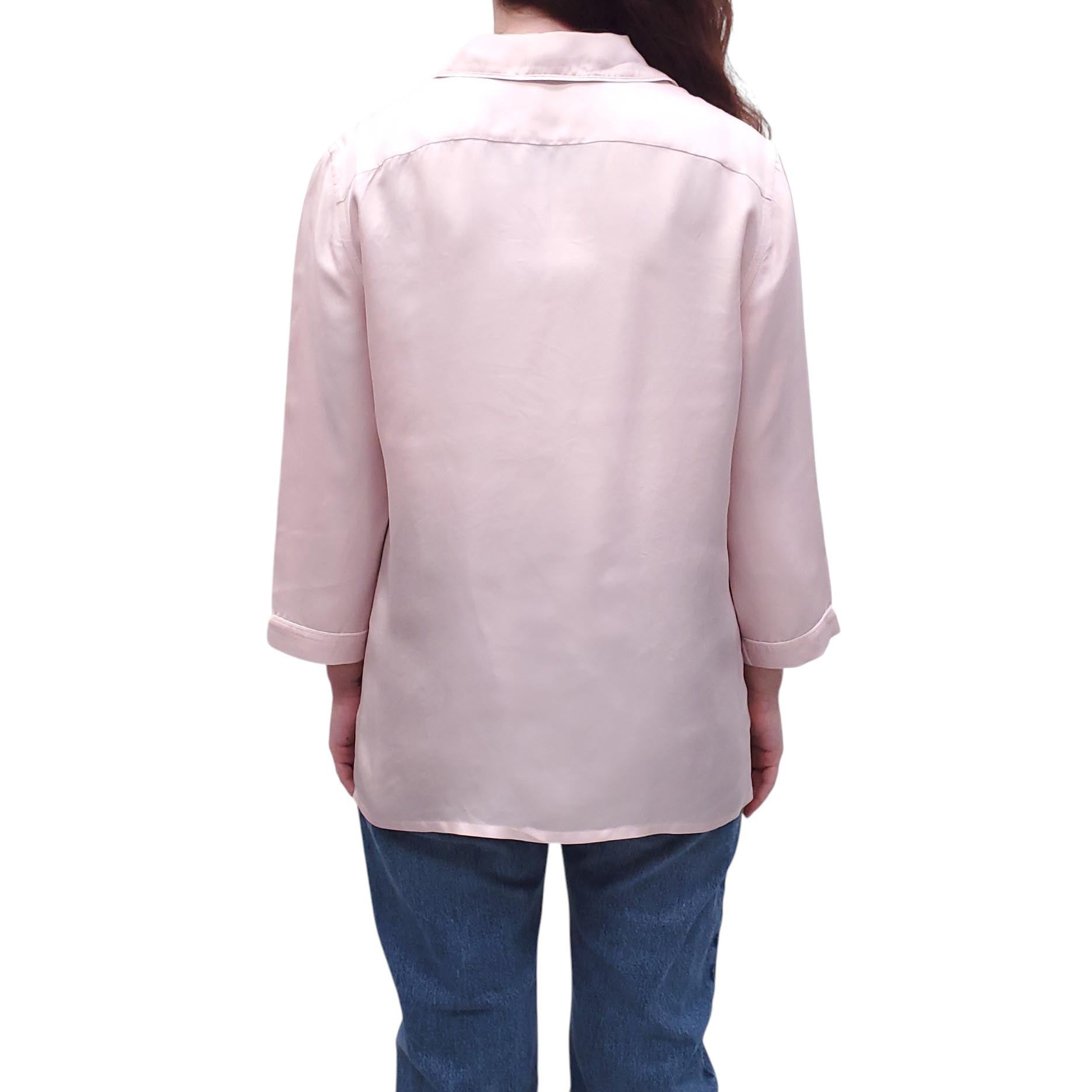 MIU MIU PINK SILK PAJAMA BLOUSE - SIZE M