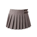 MIU MIU PLAID SKIRT WITH LEATHER BUCKLE DETAILS - SIZE 36