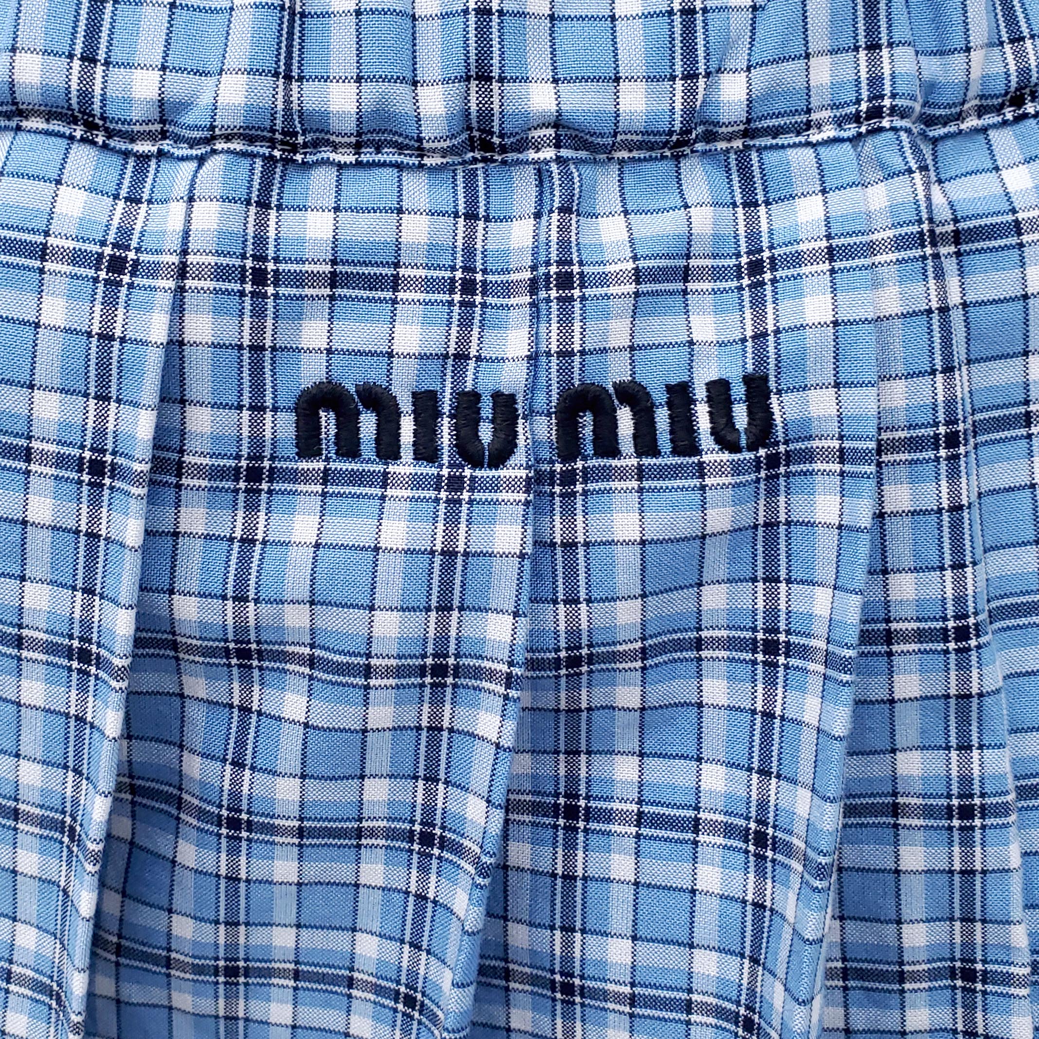 MIU MIU PLAID SKIRT WITH LOGO - SIZE 36