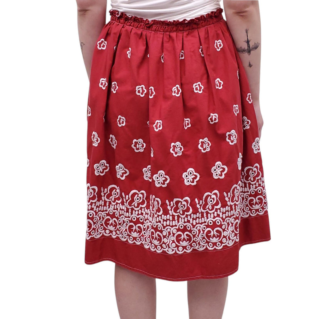 MIU MIU RED EYELET SKIRT - SIZE 42