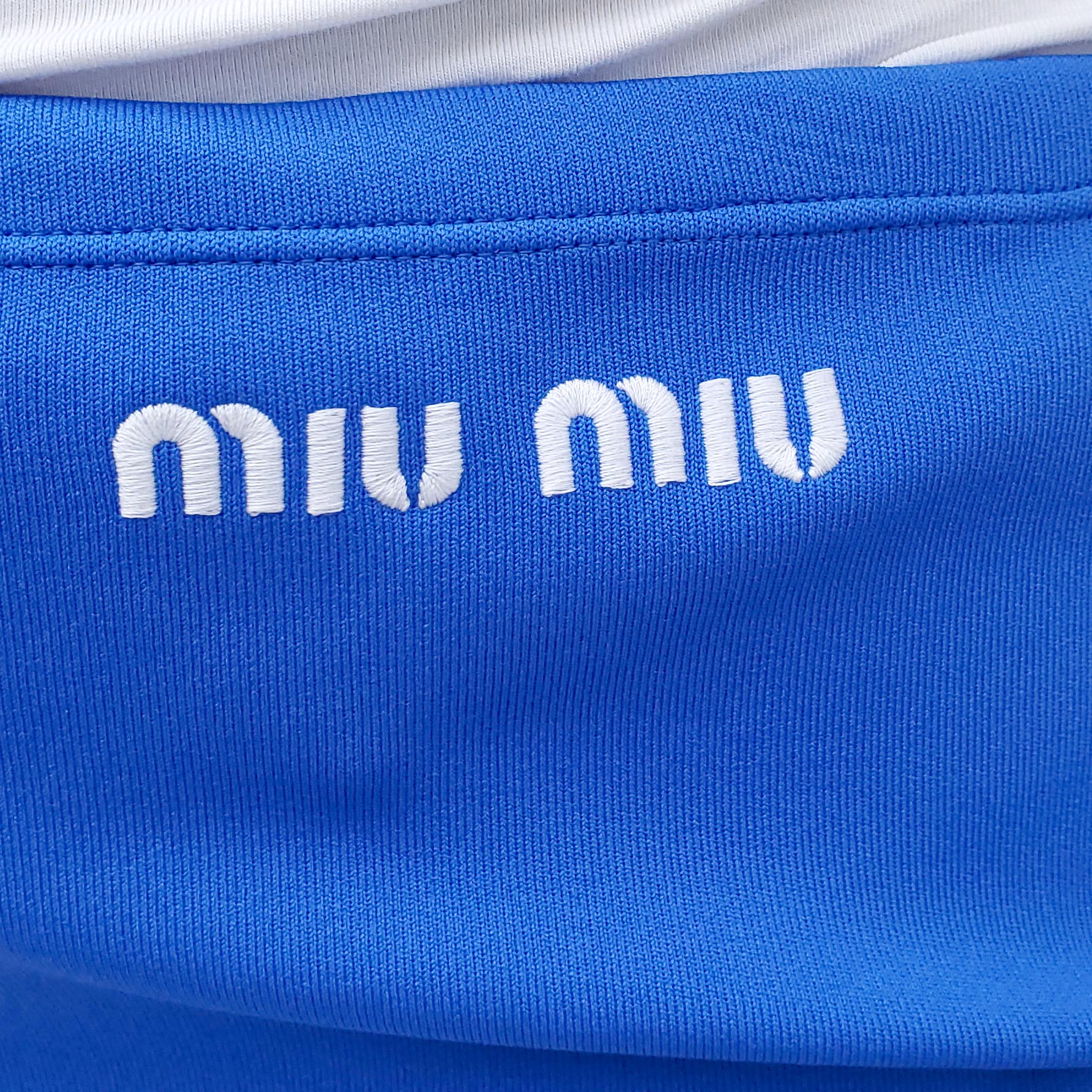 MIU MIU ROYAL BLUE LOGO SKIRT - SIZE 40