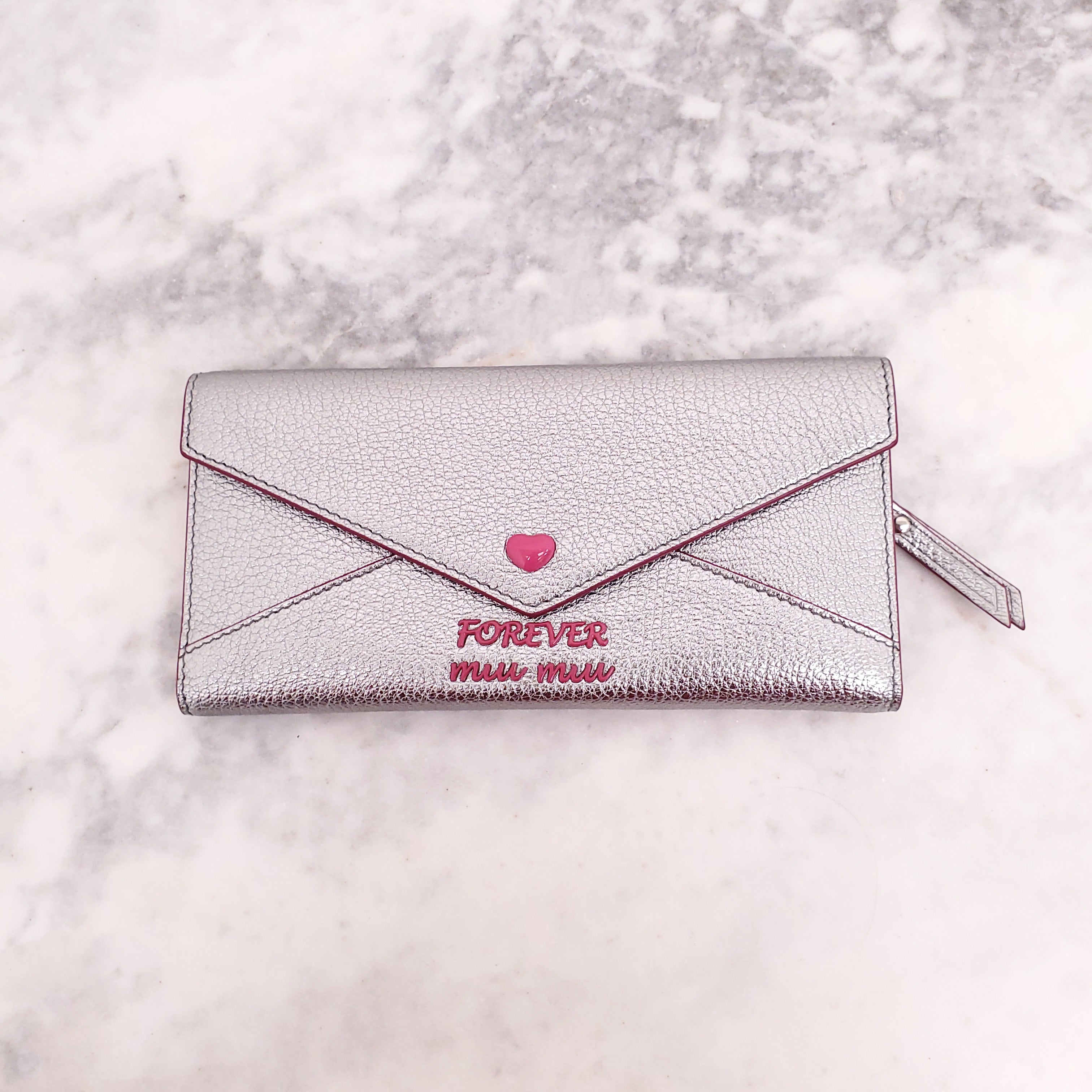 MIU MIU SILVER ENVELOPE WALLET
