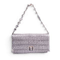 MIU MIU SILVER RUCHED BAG WITH CRYSTAL DETAIL