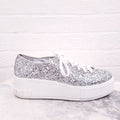 MIU MIU SILVER SEQUIN LOGO SNEAKERS - SIZE 37